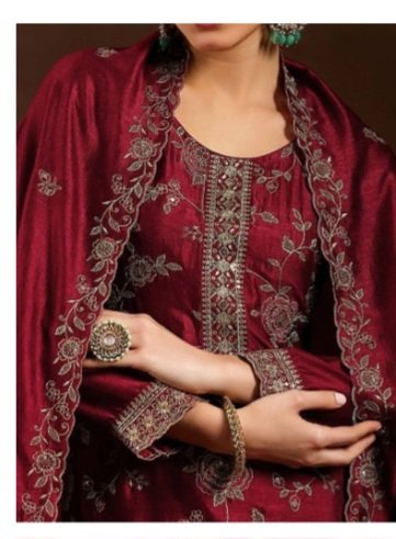 VK LOOKS Embroidered Kurta Trouser and Dupatta Set for Women