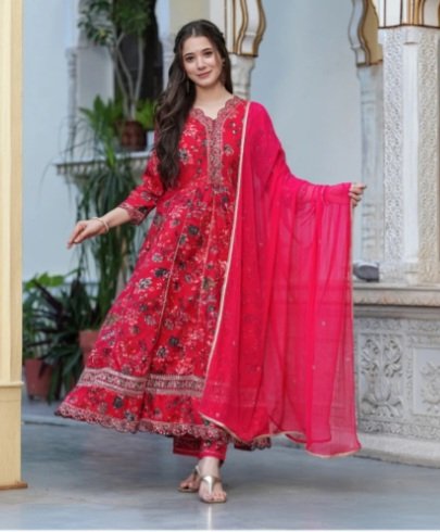 TOULIN Women Kurta Palazzo and Dupatta Set for Festive Wear