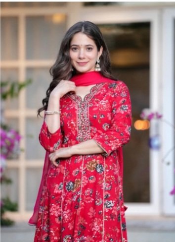 TOULIN Women Kurta Palazzo and Dupatta Set for Festive Wear