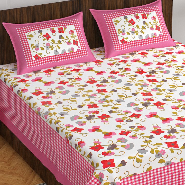 VNV Creation Jaipuri Print Cotton Double Bedsheet Set at ₹338