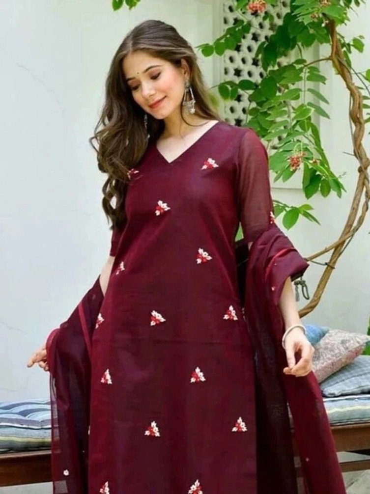 DD’S CREATION Ethnic Top Pant and Dupatta Set for Women