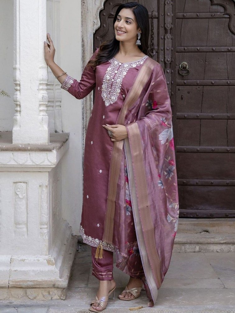 DADA ENTERPRISE Embroidered Kurta Pant Dupatta Set for Women