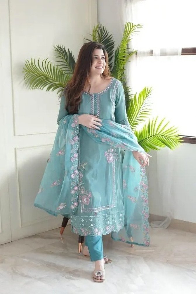 NIVATEXSURAT Embroidered Kurta Pant Dupatta Set for Women