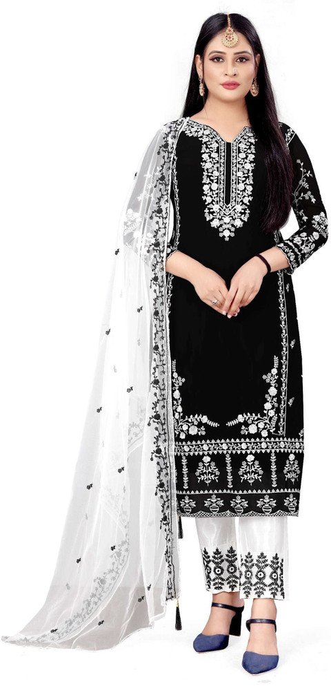 ZONFAB Georgette Embroidered Salwar Suit Material for Women Ethnic Wear