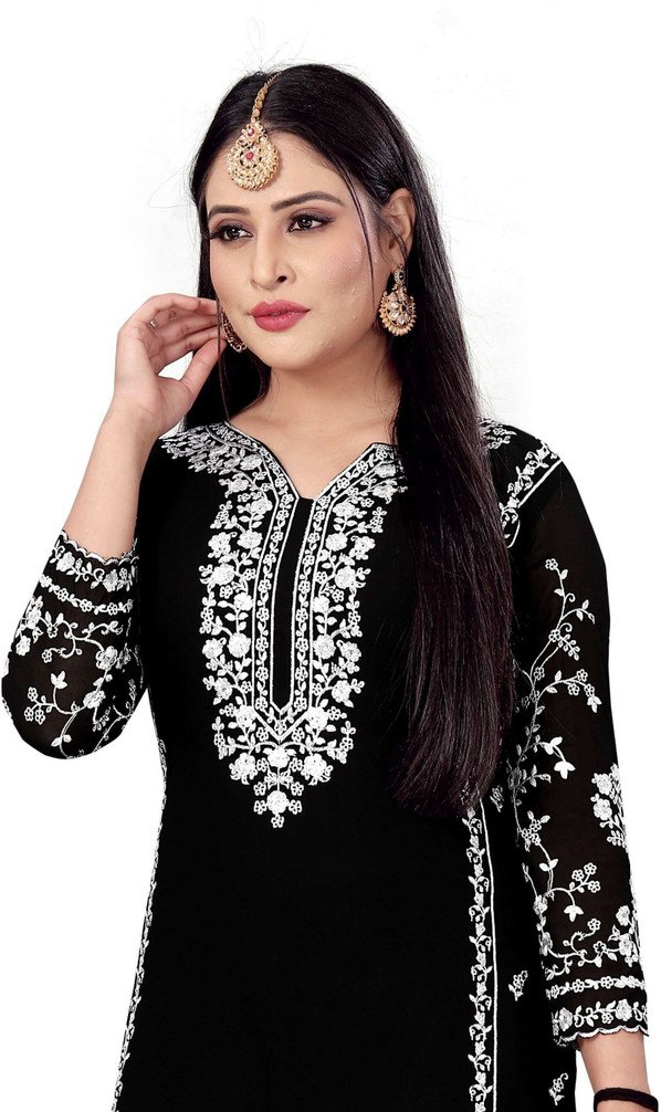 ZONFAB Georgette Embroidered Salwar Suit Material for Women Ethnic Wear