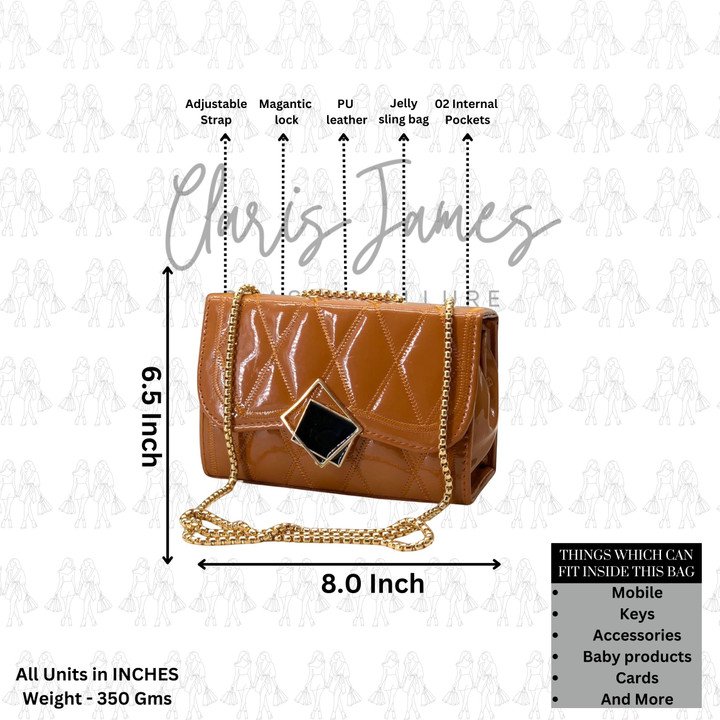 Clarisjames Tan PU Leather Sling Bag at ₹253 | Premium Stylish Women’s Handbag