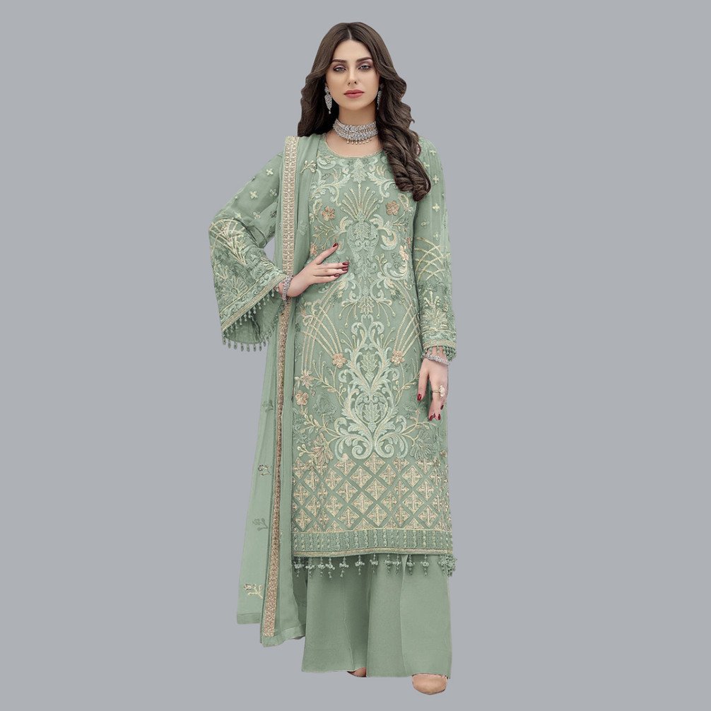 IYALAFAB Georgette Embroidered Salwar Suit Material for Festive Wear