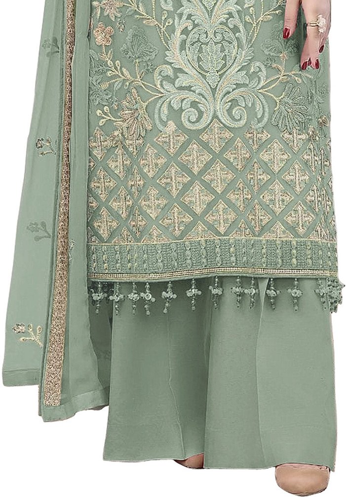 IYALAFAB Georgette Embroidered Salwar Suit Material for Festive Wear