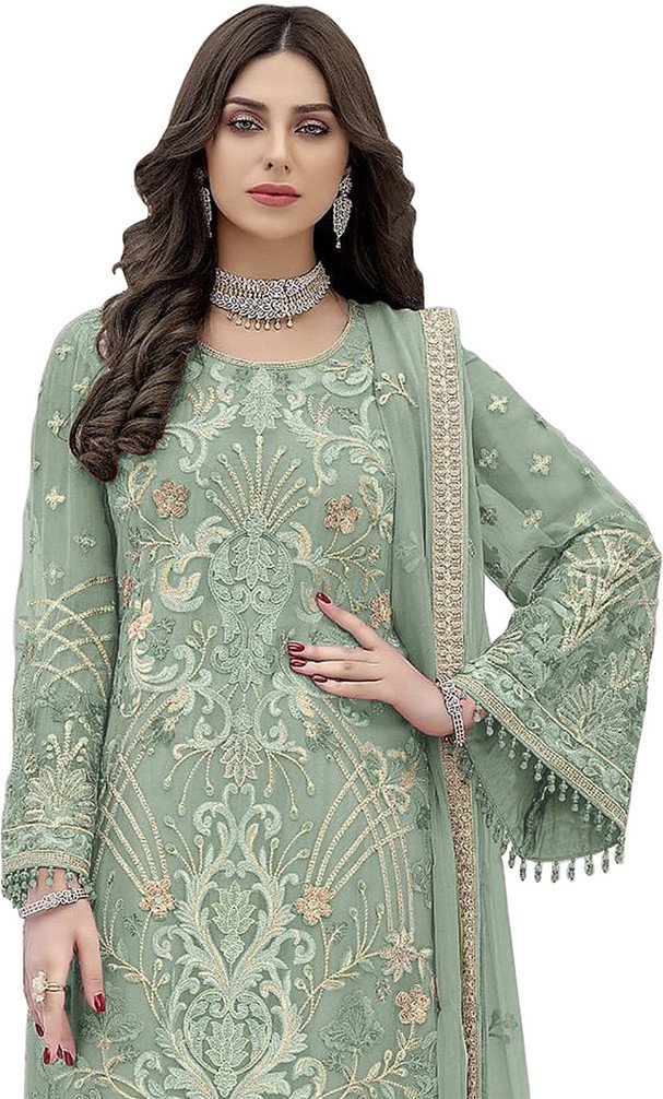 IYALAFAB Georgette Embroidered Salwar Suit Material for Festive Wear