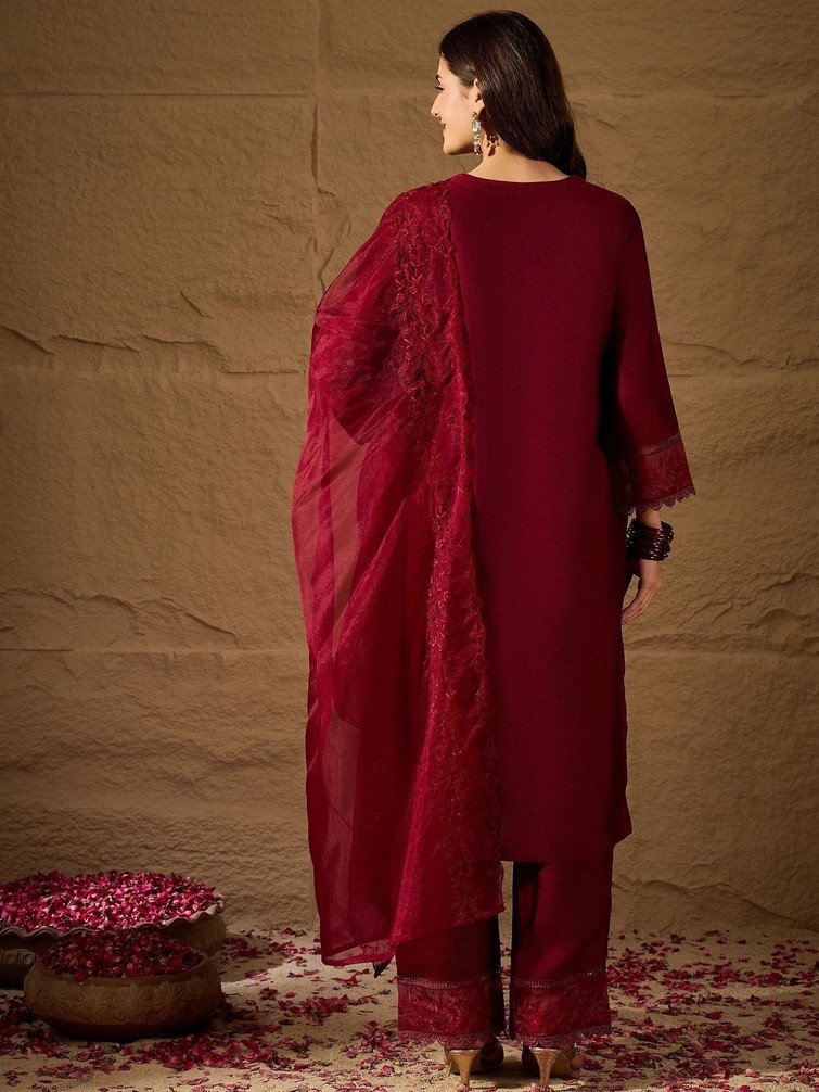 House of Pataudi Kurta Pant Dupatta Set for Women Festive Fashion