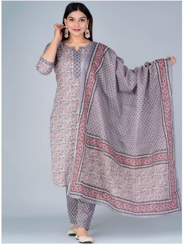 ₹4999 Pure Cotton Floral Kurta Set with Trouser and Dupatta