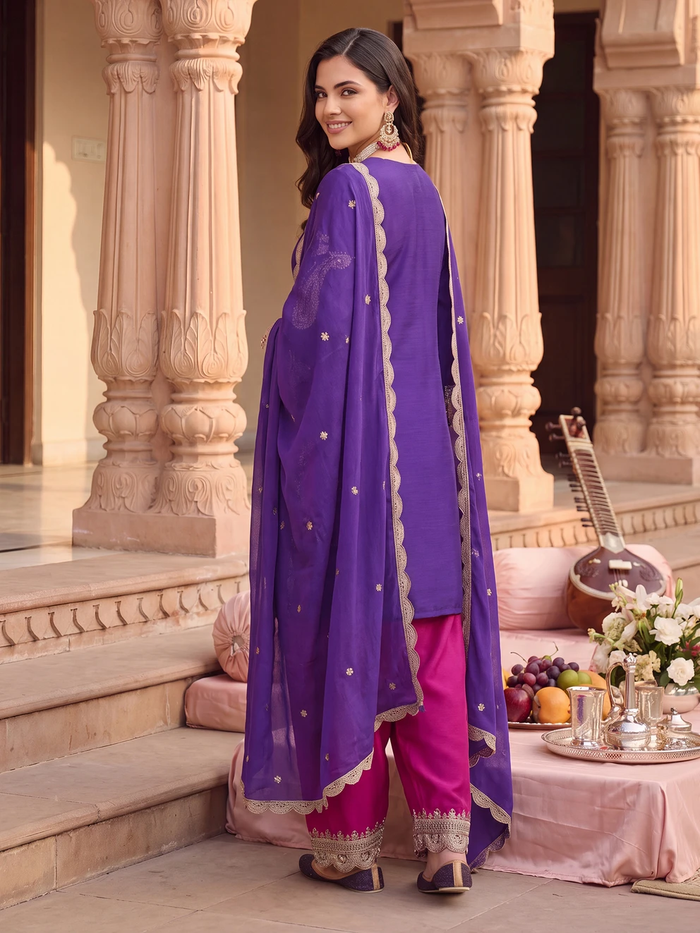 ₹3499 Indo Era Silk Blend Kurta Salwar Dupatta Set for Women