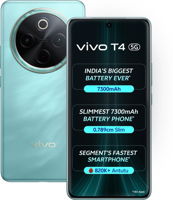 ₹28,999 vivo T4 5G 12GB 256GB with 7300mAh Battery and 50MP Camera