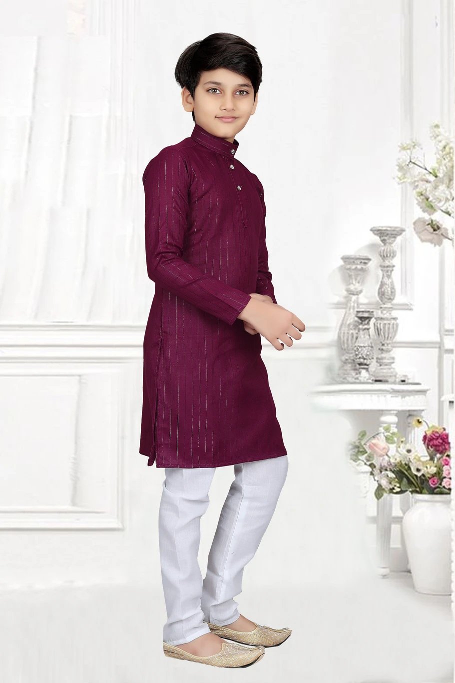 ₹337 Vuriq Boys Purple Casual Kurta and Pyjama Set for Festive Wear