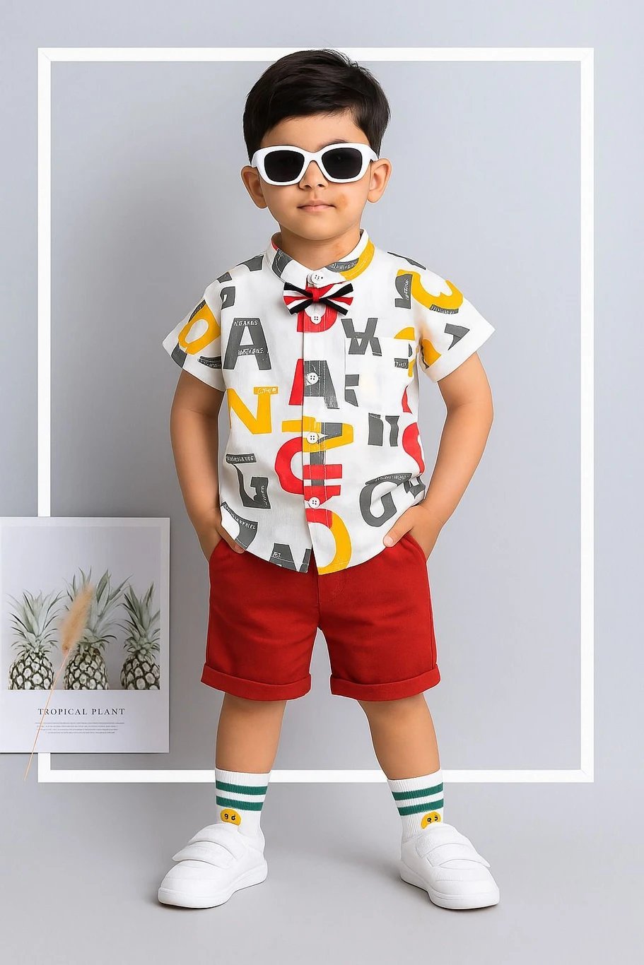₹363 StyleDust Baby ABCD Red Casual Shirt and Shorts Set Outfit for Kids