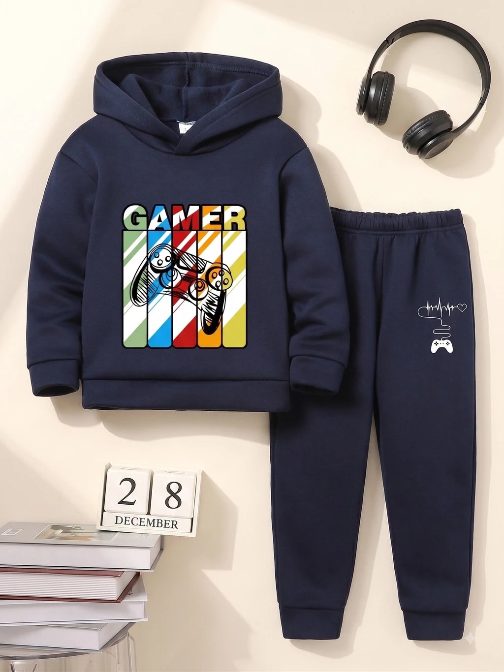 ₹463 MAFIA OX Boys &amp; Girls Navy Blue Sweatshirt Pant Set for Casual Wear