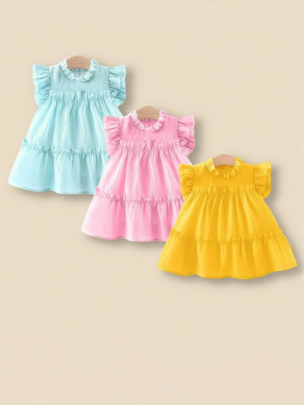 ₹398 ClothPOP Baby Girls Multicolor Above Knee Short Sleeve Casual Dress
