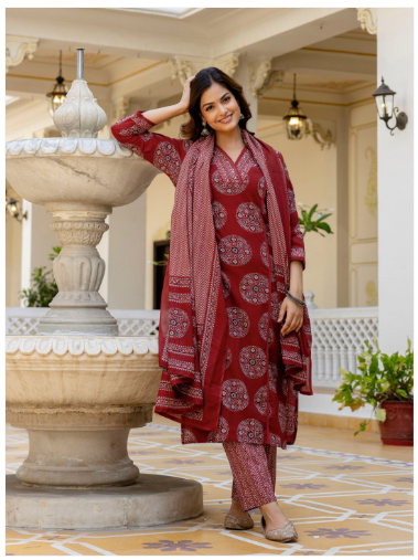 ₹1399 Anouk Pure Cotton Kurta Palazzo Dupatta Set for Women – 70% Off