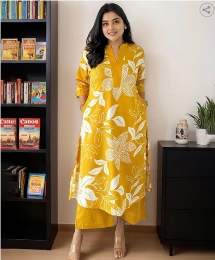 ₹441 WEDANI Women Printed Kurta Set in Yellow – 79% Off Deal