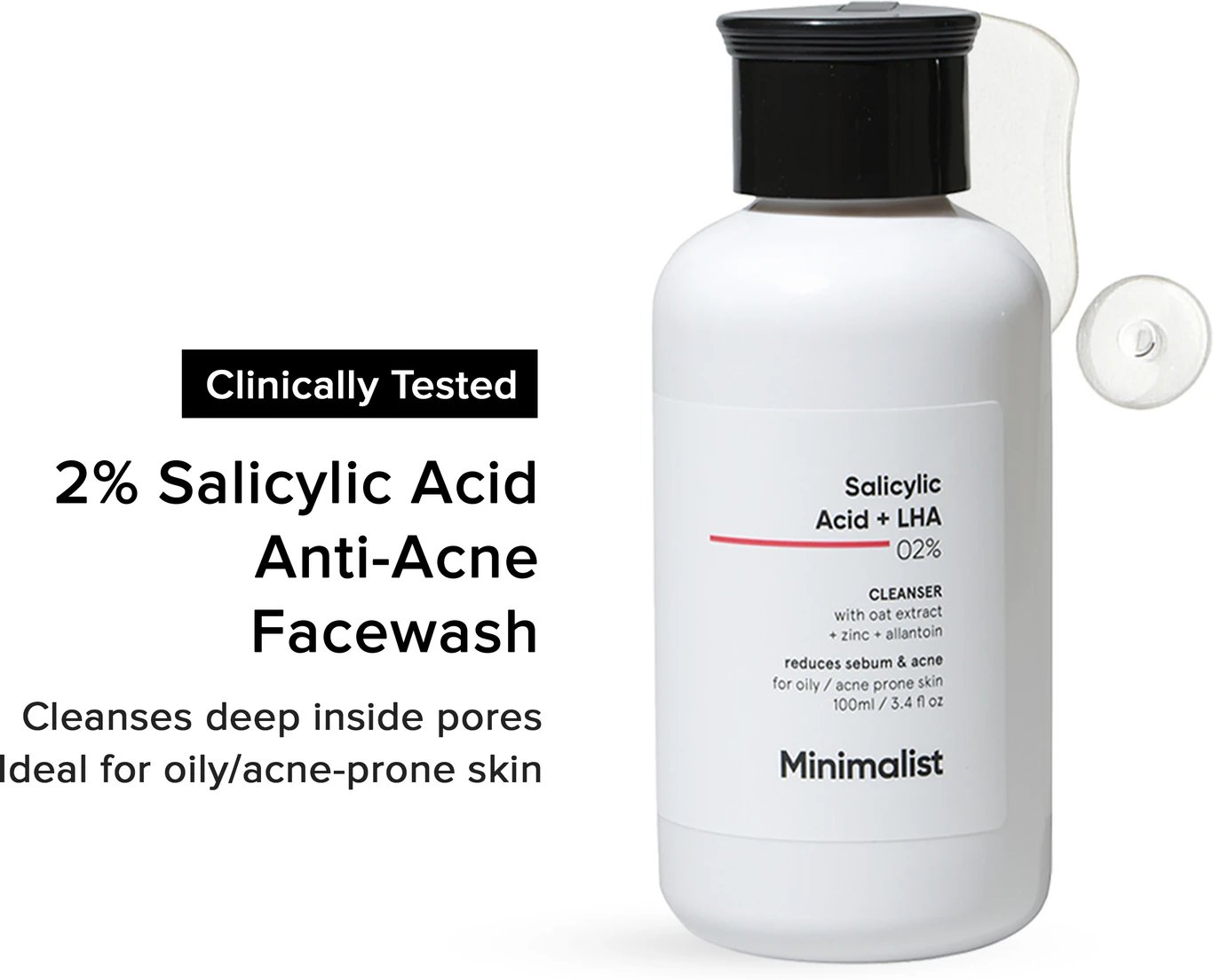 ₹284 Minimalist 2% Salicylic Acid Face Wash for Acne-Prone Skin