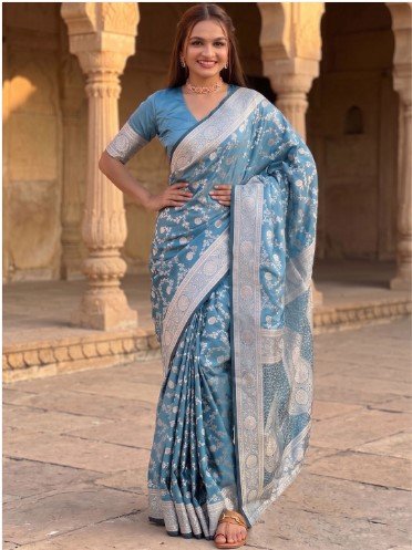 ₹998 for Dussehra Festive Banarasi Saree with Zari Ethnic Motifs for Festive and Wedding Wear