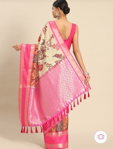 ₹799 for Dussehra Festive Kalamkari Kanjeewaram Art Silk Zari Woven Digital Print Saree