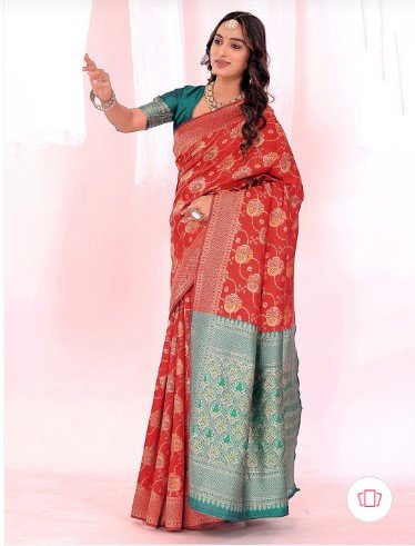 ₹689 Woven Design Zari Kanjeevaram Saree for Dussehra Festive Style