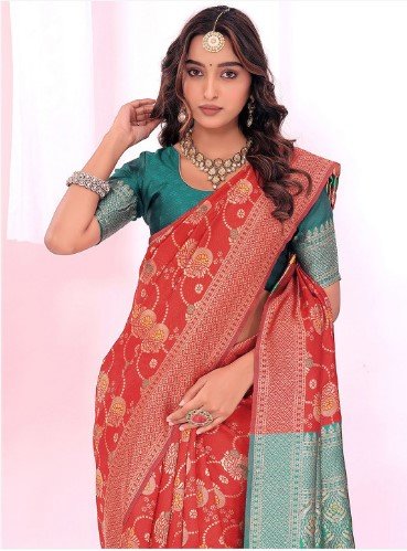 ₹689 Woven Design Zari Kanjeevaram Saree for Dussehra Festive Style
