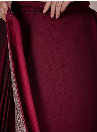 ₹1,355 Embroidered Lace Border Satin Ready to Wear Saree for Women