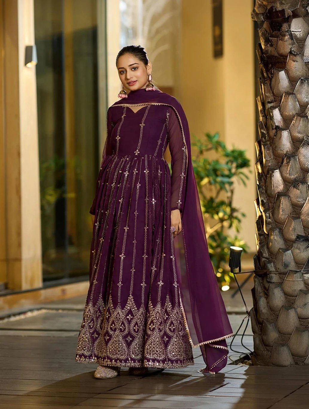 Trijal Fab Women Georgette Kurta Dupatta Set for festive gatherings