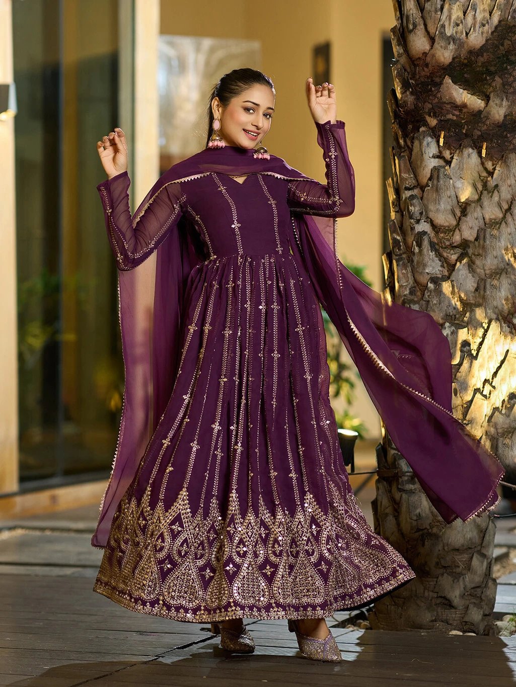 Trijal Fab Women Georgette Kurta Dupatta Set for festive gatherings