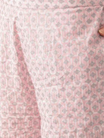 ₹998 Pink and Silver Printed Kurta Set with Palazzos and Dupatta