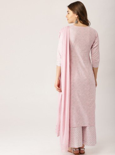 ₹998 Pink and Silver Printed Kurta Set with Palazzos and Dupatta