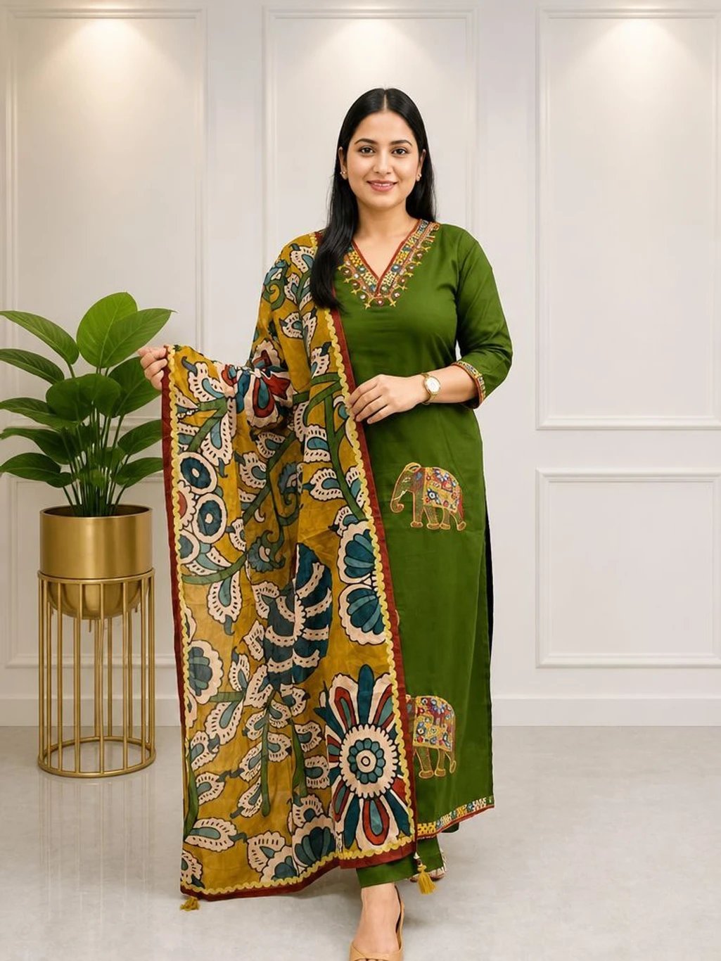 ₹797 Pure Cotton Kurta Pant Dupatta Set for Women | 83% Off