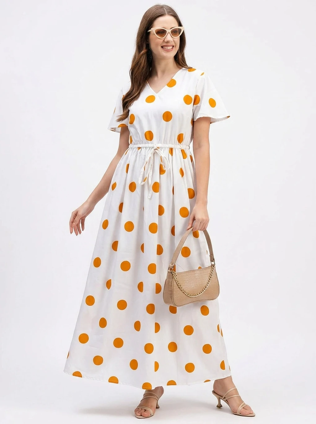 Emeros Yellow and White Maxi Dress for Women at ₹307 on Flipkart