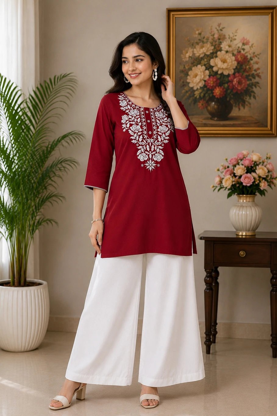 Trendarchive Women’s Cotton Rayon Kurti Palazzo Set at ₹372