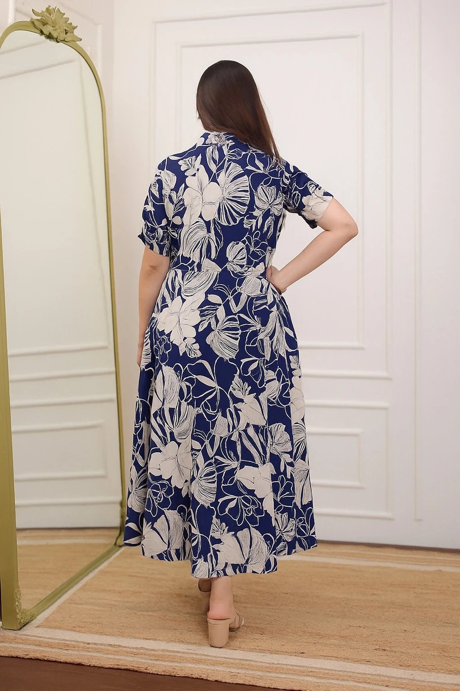 ₹320 Lascaux Blue Viscose Rayon Stitched Flared A-Line Gown