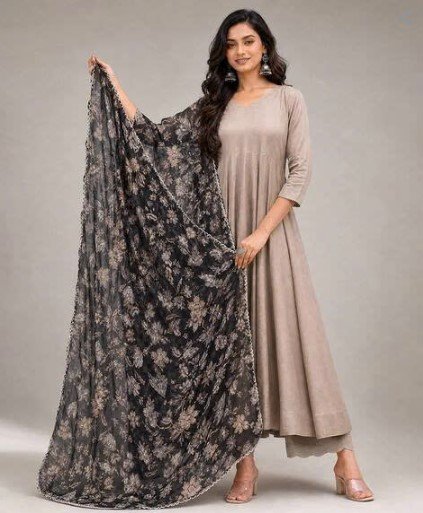 ₹621 NYRIKA Grey Fit and Flare Gown Dress for Women