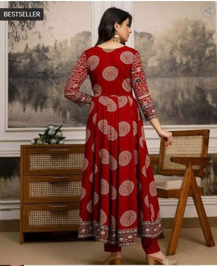 ₹861 BERRYLICIOUS Printed Anarkali Kurta Set for Festive Style