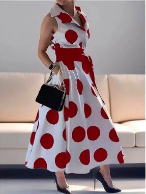 $32.89 Vintage Polka Dot Party Maxi Dress for Summer Evening Looks