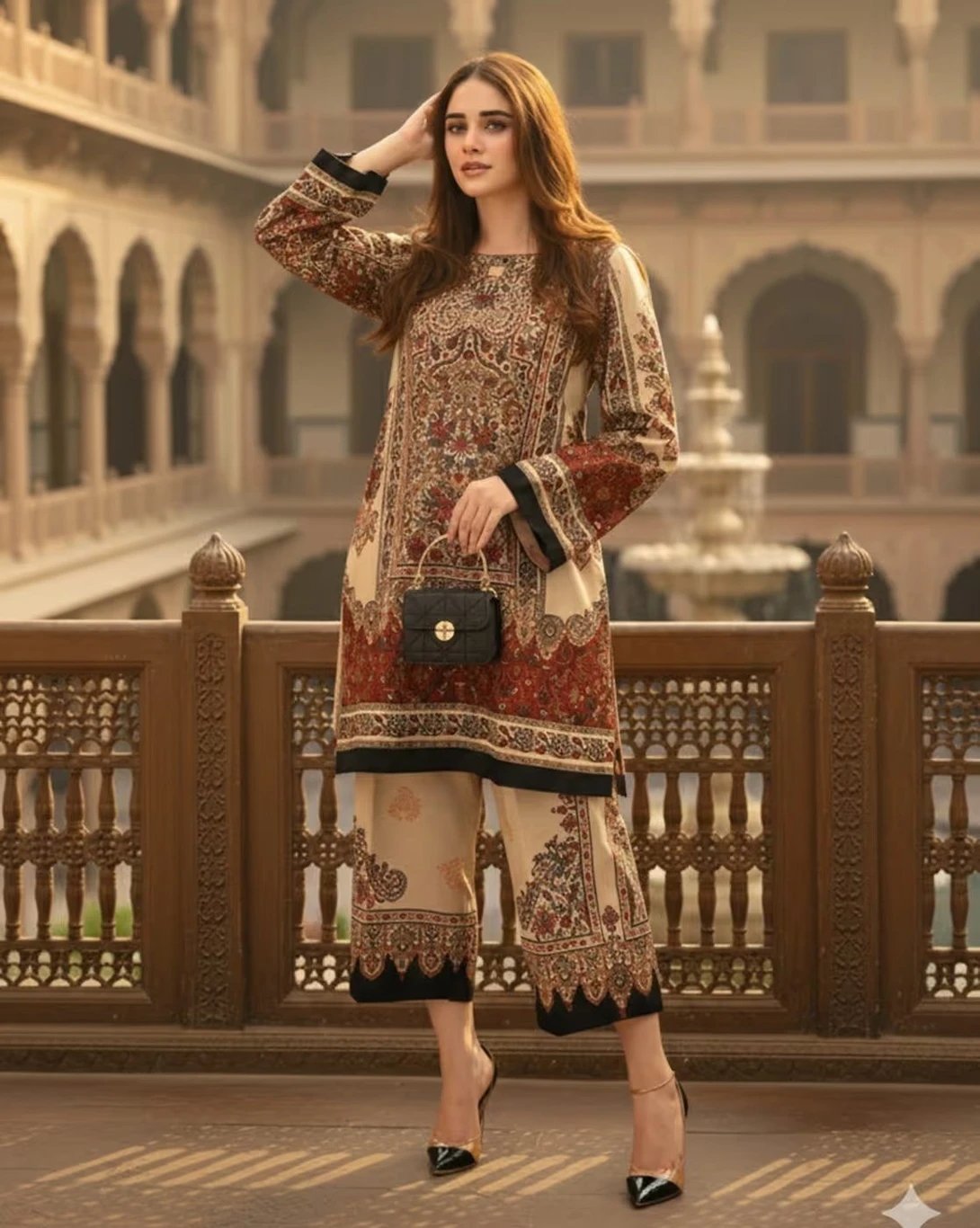 ₹466 Zarvika Printed Tunic and Palazzos Co-ord Set for Women Daily Wear