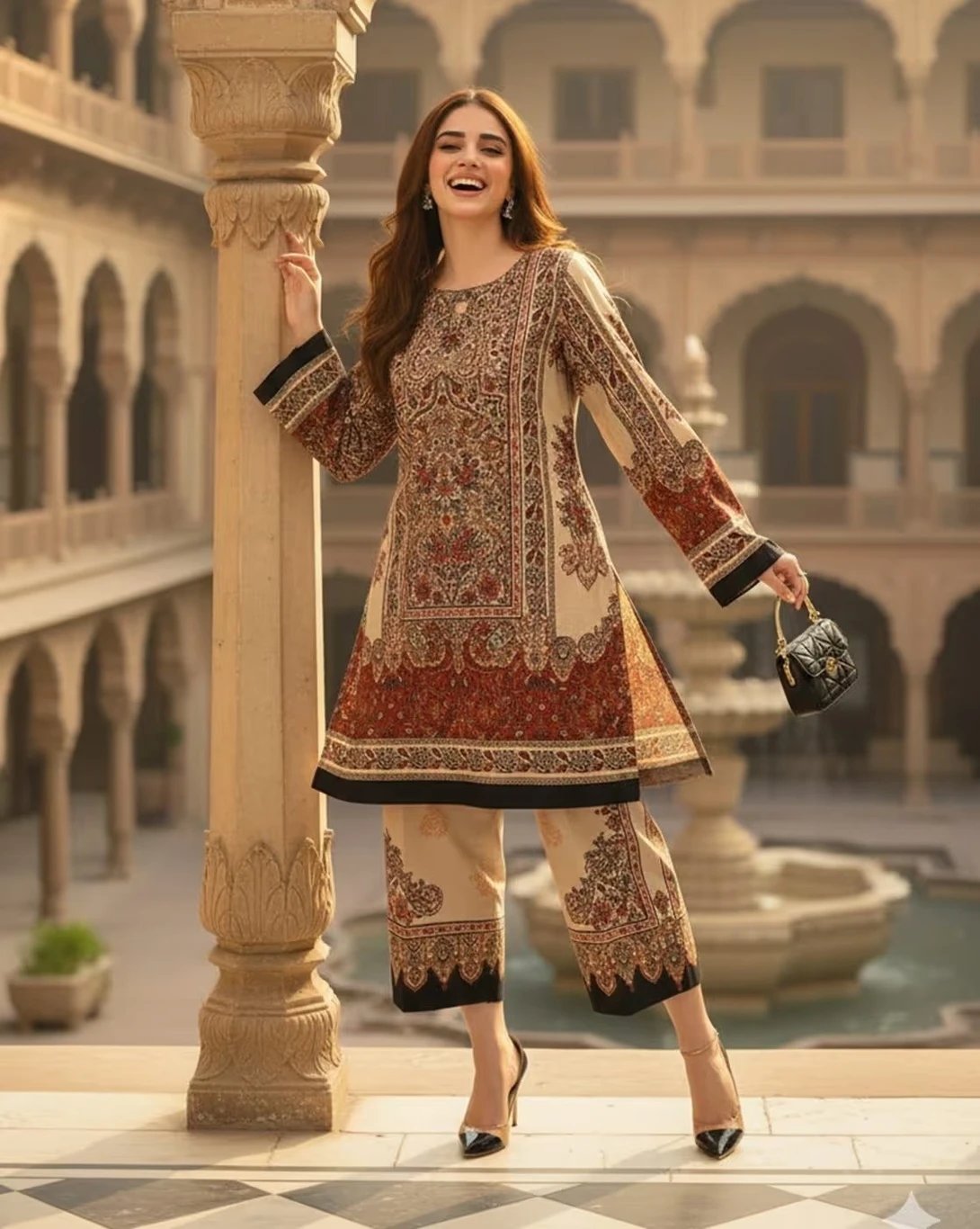 ₹466 Zarvika Printed Tunic and Palazzos Co-ord Set for Women Daily Wear