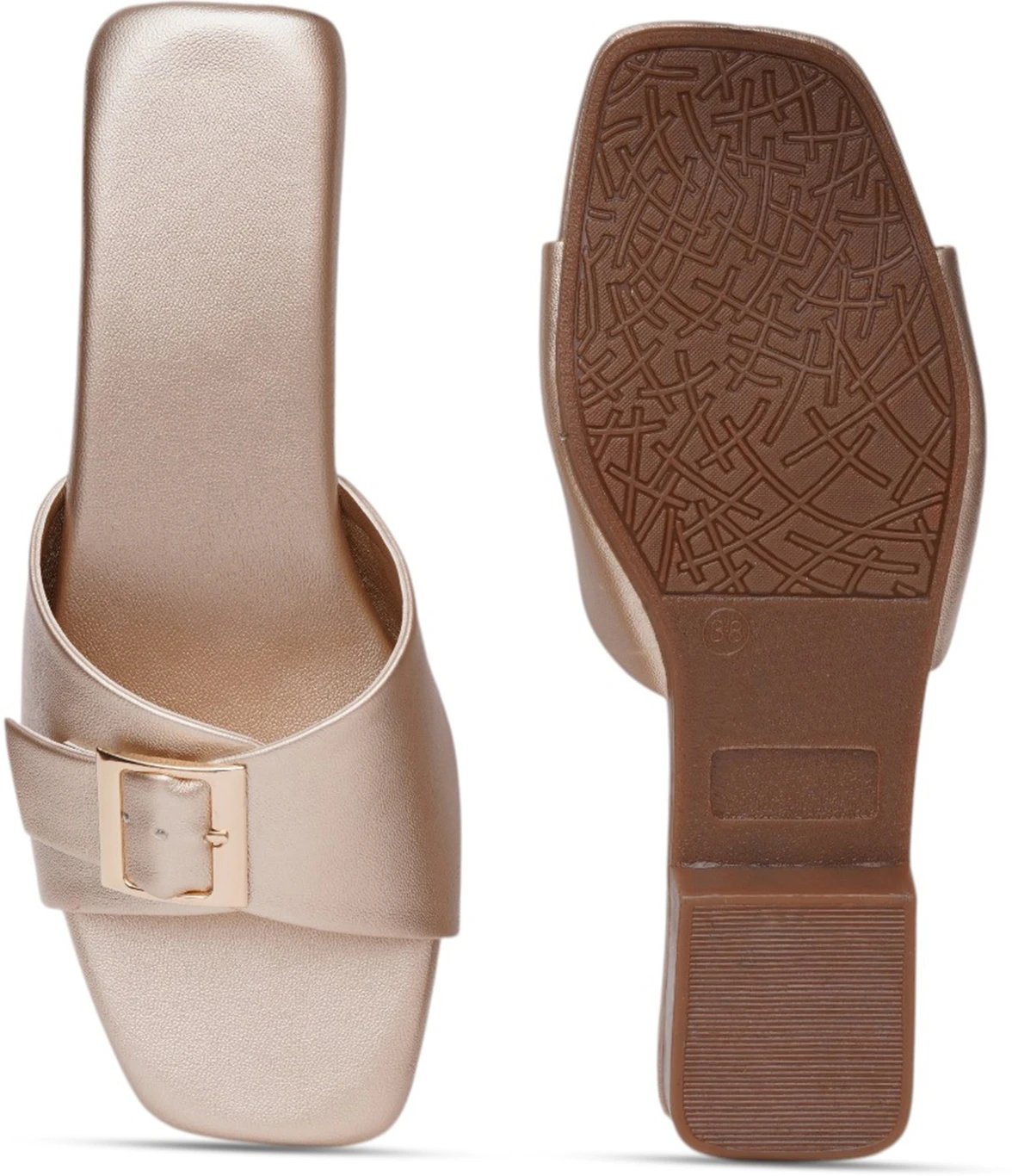 ₹224 Shoestail Gold Women Flats Sandal for Casual and Festive Styling