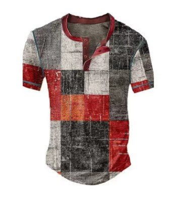 $4.00 Men & Textured Waffle Patchwork T-Shirt for Casual Summer Style