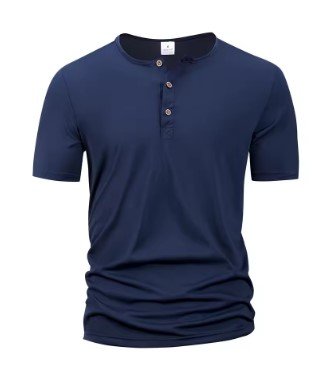 $1.09 Men & Henley Button T-Shirt for Easy Casual Summer Style
