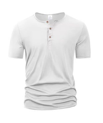 $1.09 Men & Henley Button T-Shirt for Easy Casual Summer Style
