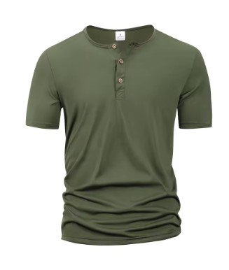 $1.09 Men & Henley Button T-Shirt for Easy Casual Summer Style