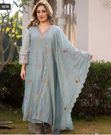 ₹1,740 Royal Export X AG Peach Embellished Anarkali Kurta Set for Women