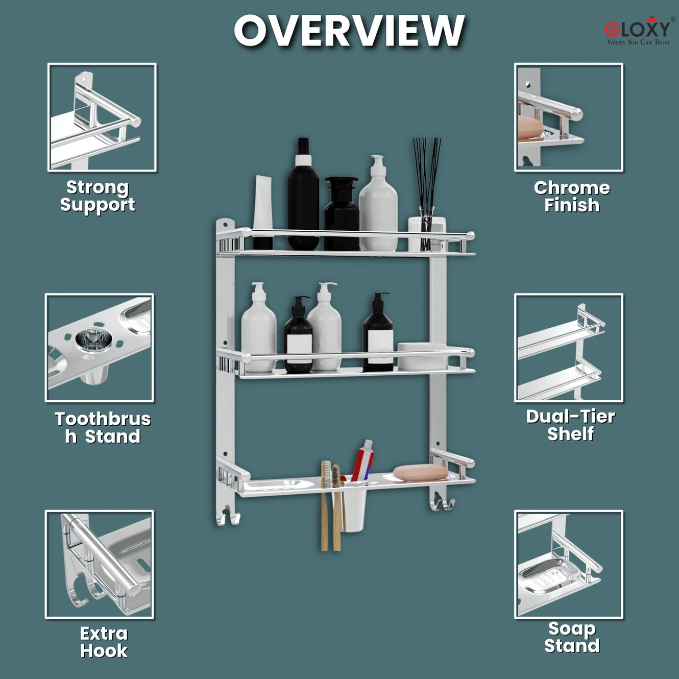 ₹819 Bathroom Shelf Set for Organized Modern Utility Storage