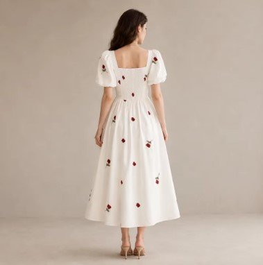 $17.99 Rose Floral Midi Dress for Romantic Summer Outfit Ideas